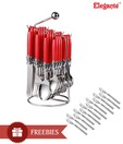 Elegante Red Stainless Steel Cutlery Set - 25 Pcs