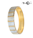 Favola Golden & Cream Striped Wooden Bangle