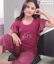 N Line Maroon Striped Nightwear