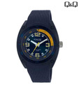 Q&Q Yellow Arc With Black Strap Watch
