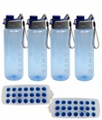 Polo Set of 4 Durable Bottles & 2 Ice Trays