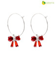 Opaleena Red Ruby Bow Earrings