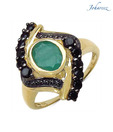 Johareez Emerald & Black Spinel Ring