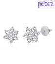 Peora Floral Grandeur Rhodium Plated Dainty Studs