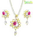 Jpearls Beautiful Pink Embedded Pearl Necklace Set