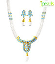 Jpearls Mid Night Blue Pearl Adorned Necklace Set