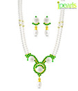 Jpearls Green & Golden Pearl Adorned Necklace Set