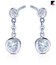 Kiara Sleek AD Studded Drop Silver Earrings
