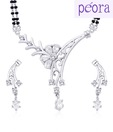 Peora Swiss Zircon Studded Floral Sterling Silver Mangalsutra Set