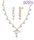 Peora Chic and Flirty Gold & Rhodium Plated Floral Necklace Set