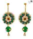 Vatika Vibrant Drop Down Traditional Pacchi Earrings