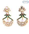 Vendee Green AD Studded Peacock Earrings
