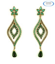 Vendee AD Embellished Golden & Green Earrings
