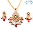 Vendee Traditional Design AD Studded Pendant Set