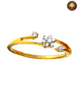 Aarya24kt Floral Diamond Studded Slender Silver Ring