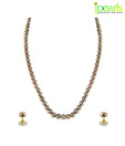 Jpearls Elegant Single Line Peach Pearl Set