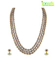 Jpearls 3 String Peach Pearl Set