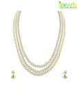 Jpearls 3 String White Pearl Set