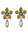 Kshitij Golden Flower German Silver Earrings