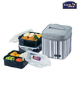 Lock & Lock Lunch Box Set And Grey Stripe Bag