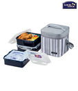 Lock & Lock Lunch Box Set With Grey Stripe Bag