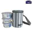 Lock & Lock Airtight Lunch Box Set With Striped Grey Bag