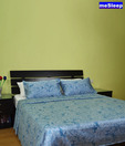 meSleep Floral Grey & Blue Bed Sheet Set