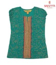 Navvyya Green & Golden Designer Kurti For Kids