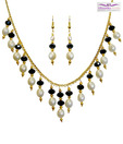 Niharikaa Black Bead & Pearl Set