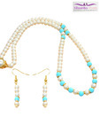 Niharikaa Pearls Turquoise Necklace Set