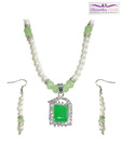Niharikaa Pearls Korean Green Necklace Set