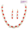 Niharikaa Pearls Coral & Pearls Set