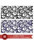 Noise Combo Of Blue & Black Skull Printed Headwraps
