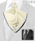 Orosilber Endearing White-Dark Blue Silk Pocket Square