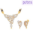 Peora Gold Plated Cz Stunning Leaves Mangalsutra Set