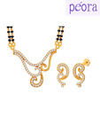 Peora Gold Plated Swirly CZ Mangalsutra Set