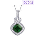 Peora Green Cz Sterling Silver Pendant