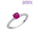 Peora Deep Pink CZ Solitaire Ring