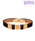 Peora Stylish Leather & Stainless Steel Bracelet