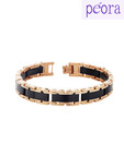 Peora Sleek Black & Golden Stainless Steel Bracelet