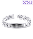 Peora Black & Silver Chain Style Stainless Steel Bracelet