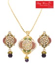 Pretty Women Red & Green Crystal Necklace Set