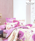 Valtellina Purple & Cream Double Bed Sheet With Two Pillow Covers