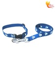Scoobee Shiny Blue Collar & Lead With Paw Print