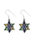 Indian Silver Multi Stone Floral Earrings