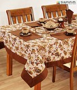 Swayam Brown Floral Table Sheet For Six Seater