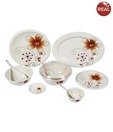 Real White & Brown Floral Melamine Dinner Set
