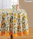 Swayam Yellow Flower Print Table Sheet For Six Seater
