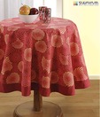 Swayam Red Circular Print Table Sheet For Six Seater