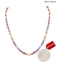 Silver Centrre Silver , Amethyst and Citrine Necklace with free silver coin